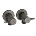 Washing Machine 1/4 Turn Hot Cold Water Mixer Tap Set - Grey Metal