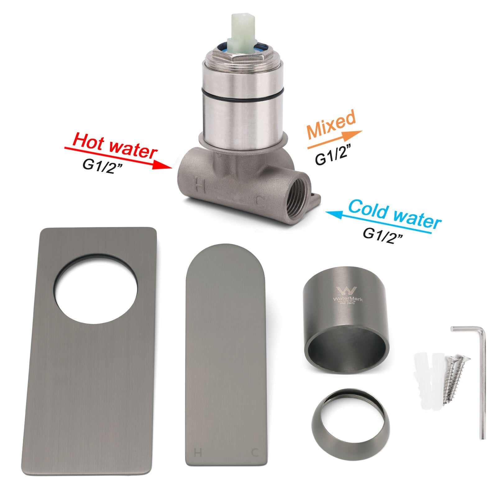 Gun Metal Rectangle Wall Shower Mixer Hot Cold Tap Set Ceramic Cartridge Valve - Furniture > Bathroom > Shower Heads & Screens - Rivercity House & Home Co. (ABN 18 642 972 209) - Affordable Modern Furniture Australia