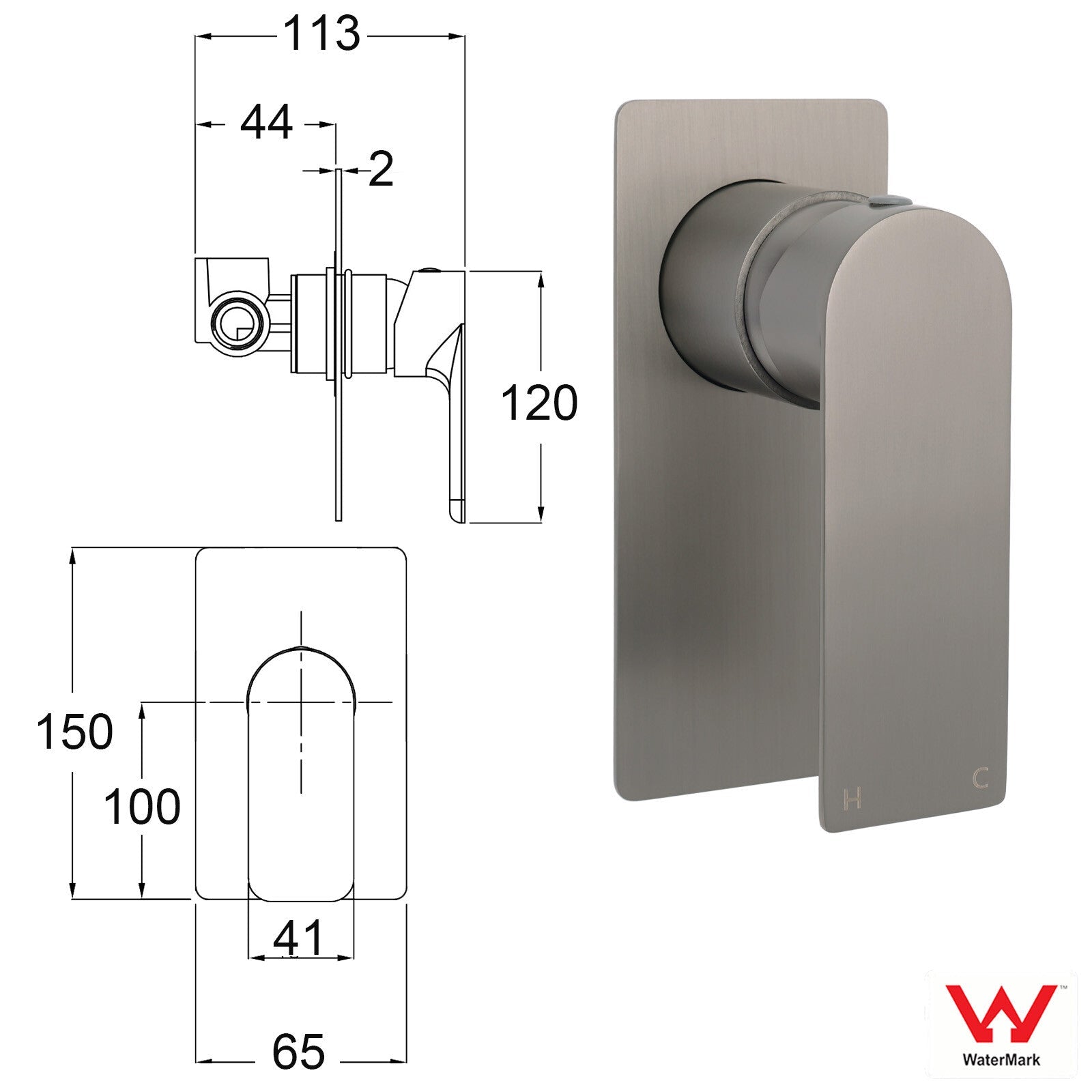 Gun Metal Rectangle Wall Shower Mixer Hot Cold Tap Set Ceramic Cartridge Valve - Furniture > Bathroom > Shower Heads & Screens - Rivercity House & Home Co. (ABN 18 642 972 209) - Affordable Modern Furniture Australia