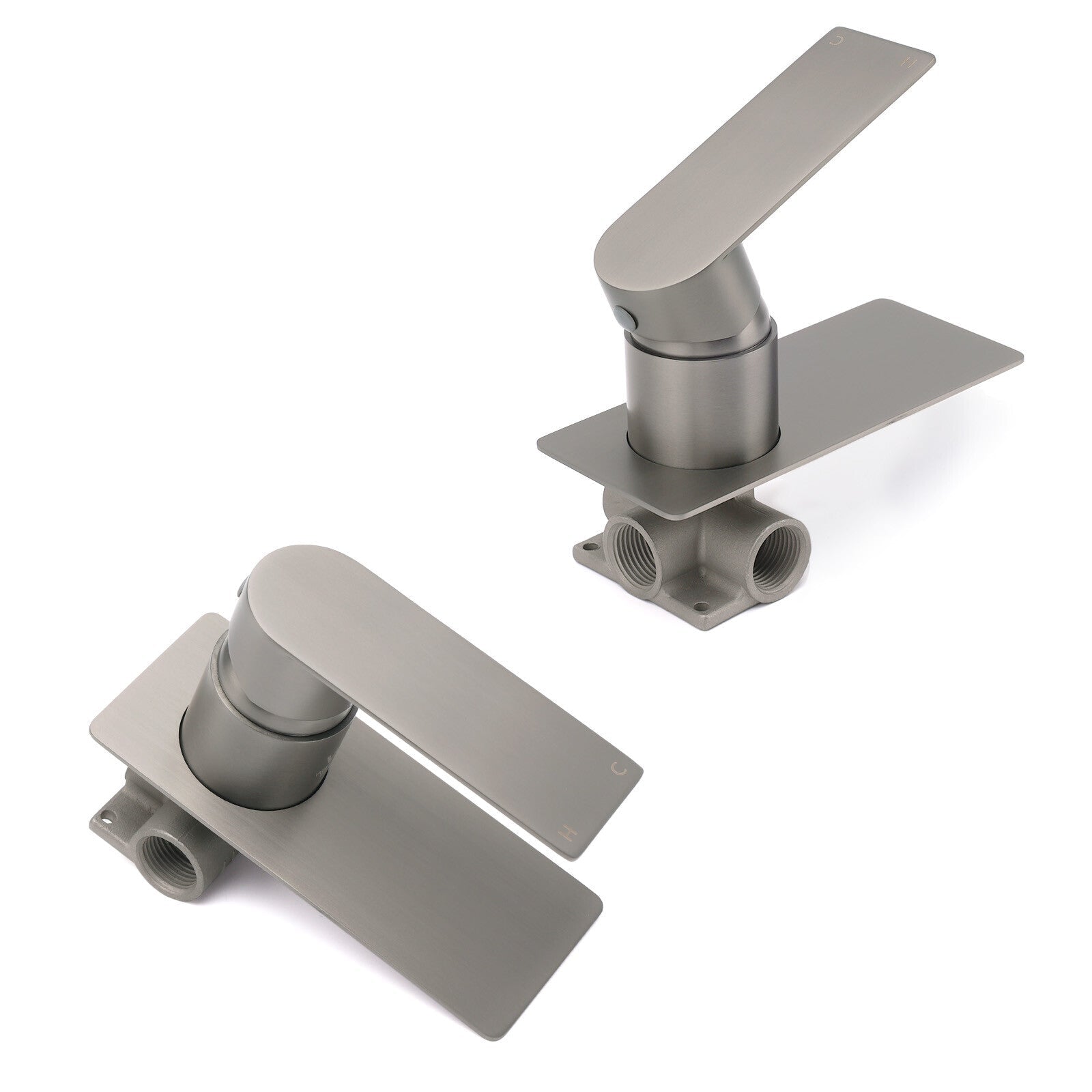 Gun Metal Rectangle Wall Shower Mixer Hot Cold Tap Set Ceramic Cartridge Valve - Furniture > Bathroom > Shower Heads & Screens - Rivercity House & Home Co. (ABN 18 642 972 209) - Affordable Modern Furniture Australia