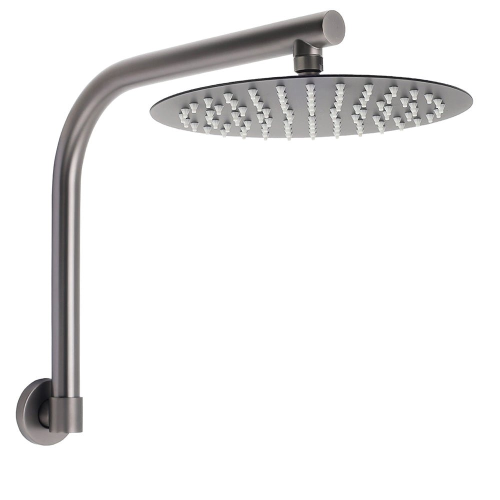 Gun Metal Round 10" Rainfall Shower Head + High Rise Gooseneck Wall Arm Bath Set - Furniture > Bathroom > Shower Heads & Screens - Rivercity House & Home Co. (ABN 18 642 972 209) - Affordable Modern Furniture Australia