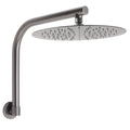 12" Grey Metal Rainfall Shower Head with High Rise Gooseneck Wall Arm Set