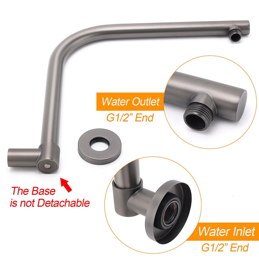 Gun Metal Round 8" Rainfall Shower Head + High Rise Gooseneck Wall Arm Bath Set - Furniture > Bathroom > Shower Heads & Screens - Rivercity House & Home Co. (ABN 18 642 972 209) - Affordable Modern Furniture Australia
