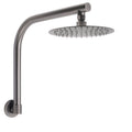 8" Grey Metal Round Rainfall Shower Head with High Rise Gooseneck Wall Arm Set - Grey Metal