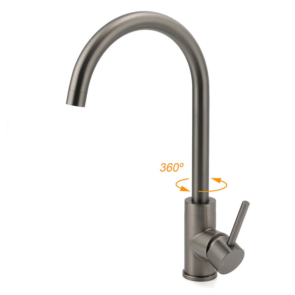 Gun Metal Round Kitchen Mixer Sink Tap 360° Swivel Laundry Basin Faucet Spout Set - Furniture > Bathroom > Shower Heads & Screens - Rivercity House & Home Co. (ABN 18 642 972 209) - Affordable Modern Furniture Australia