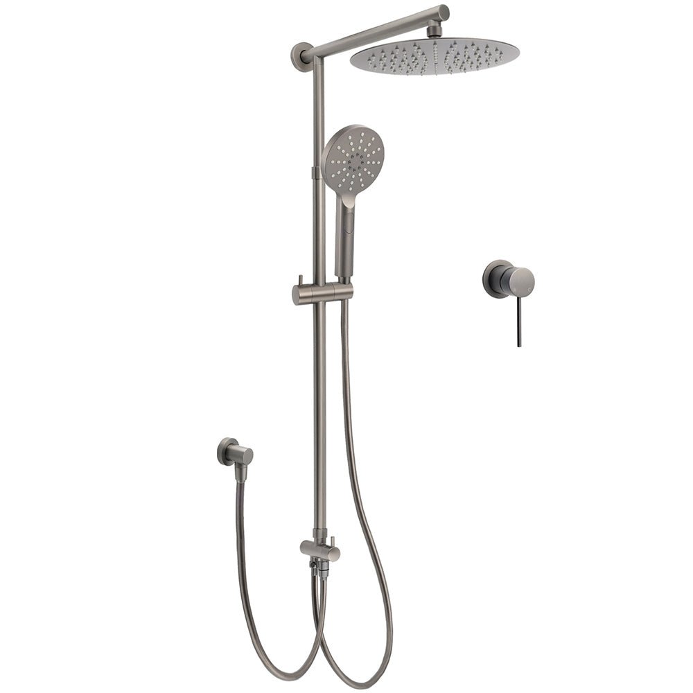Gun Metal Round Shower 2in1 Set 10" Rain Head 3 Modes Handheld Sliding Rail Small Face Mixer - Furniture > Bathroom > Shower Heads & Screens - Rivercity House & Home Co. (ABN 18 642 972 209) - Affordable Modern Furniture Australia