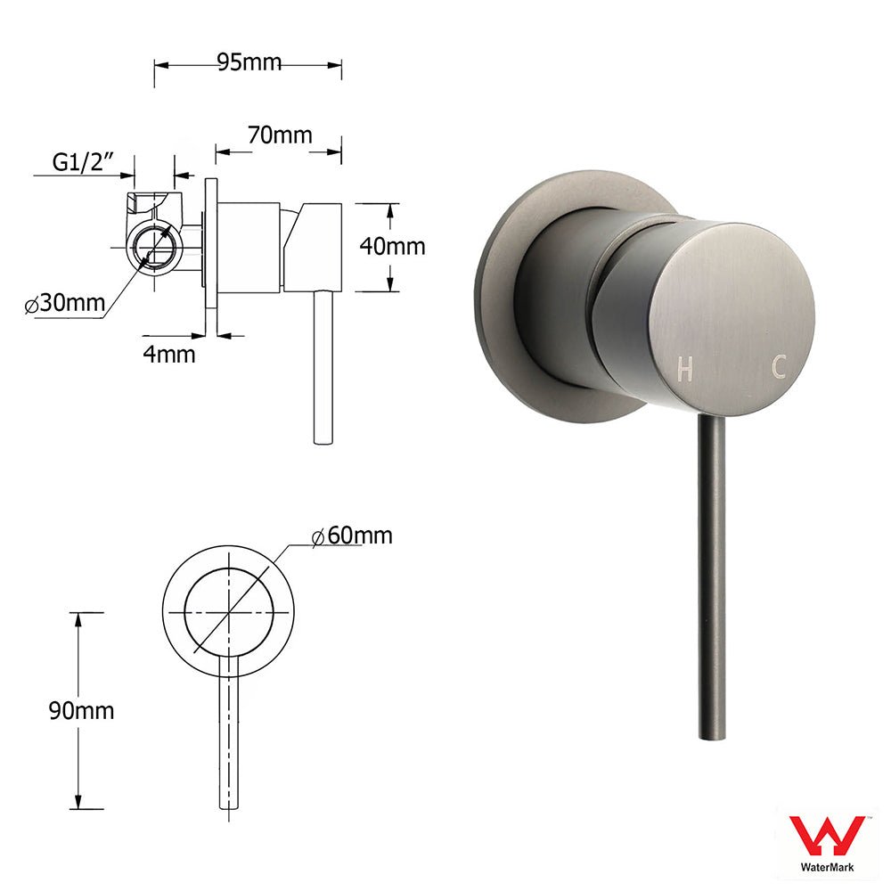 Gun Metal Round Shower 2in1 Set 10" Rain Head 3 Modes Handheld Sliding Rail Small Face Mixer - Furniture > Bathroom > Shower Heads & Screens - Rivercity House & Home Co. (ABN 18 642 972 209) - Affordable Modern Furniture Australia
