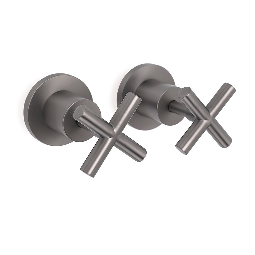 Gun Metal Shower 1/4 Turn Twin Taps Pair Bath Spout Hot Cold Water Mixer Valve - Furniture > Bathroom > Shower Heads & Screens - Rivercity House & Home Co. (ABN 18 642 972 209) - Affordable Modern Furniture Australia