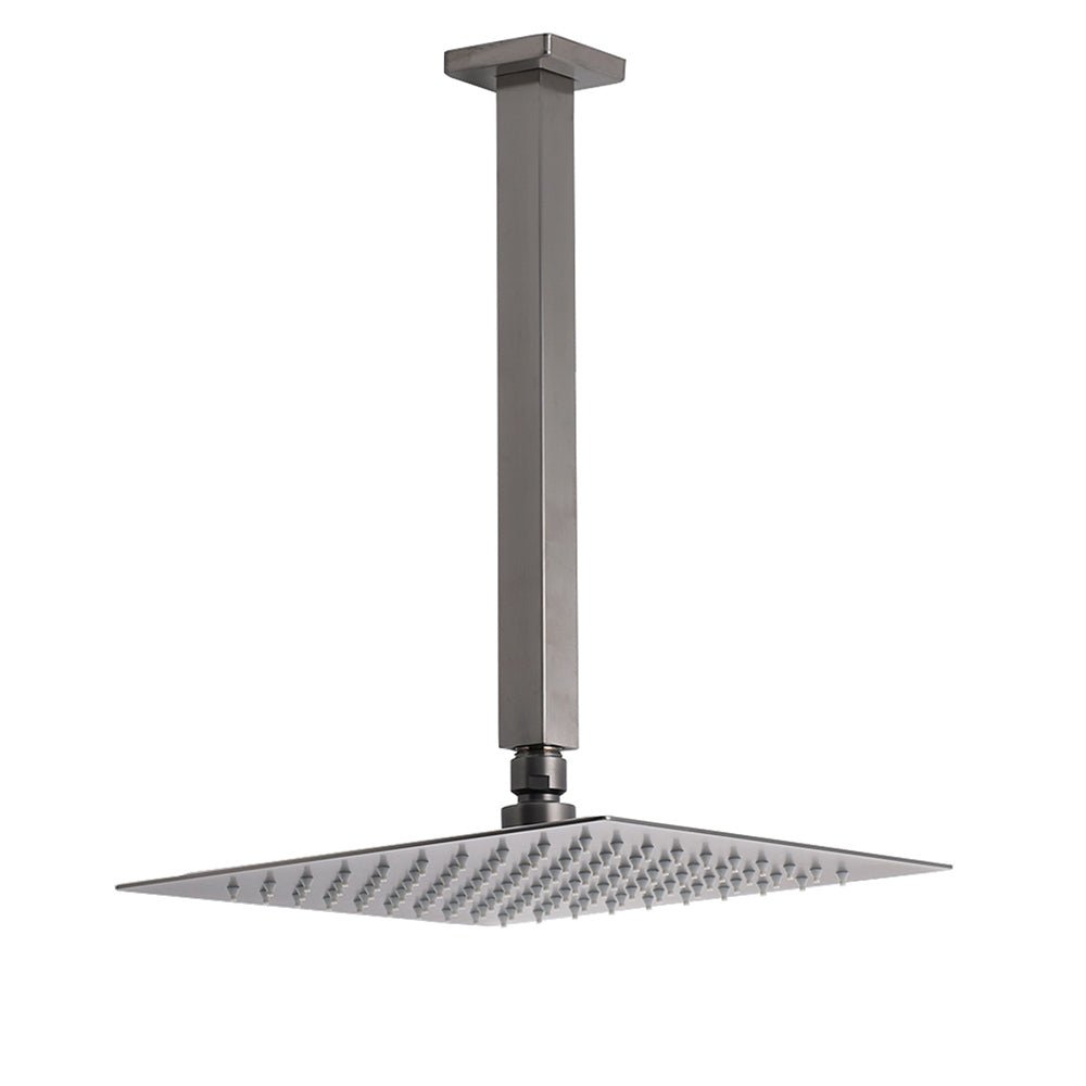 Gun Metal Square 10" Rainfall Shower Head 300mm Ceiling Dropper Arm Bath Set WELS - Furniture > Bathroom > Shower Heads & Screens - Rivercity House & Home Co. (ABN 18 642 972 209) - Affordable Modern Furniture Australia