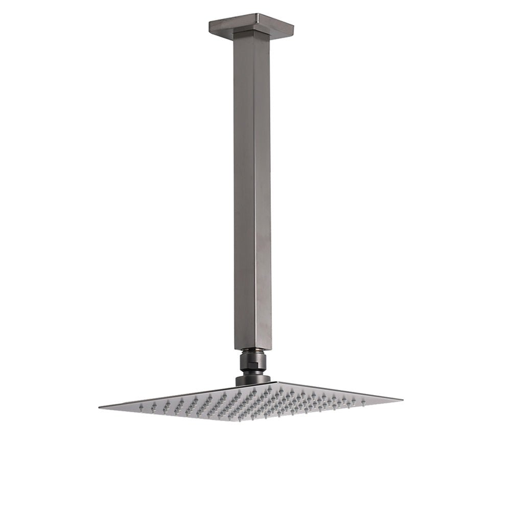 Gun Metal Square 8" Rainfall Shower Head 300mm Ceiling Dropper Arm Bath Set WELS - Furniture > Bathroom > Shower Heads & Screens - Rivercity House & Home Co. (ABN 18 642 972 209) - Affordable Modern Furniture Australia