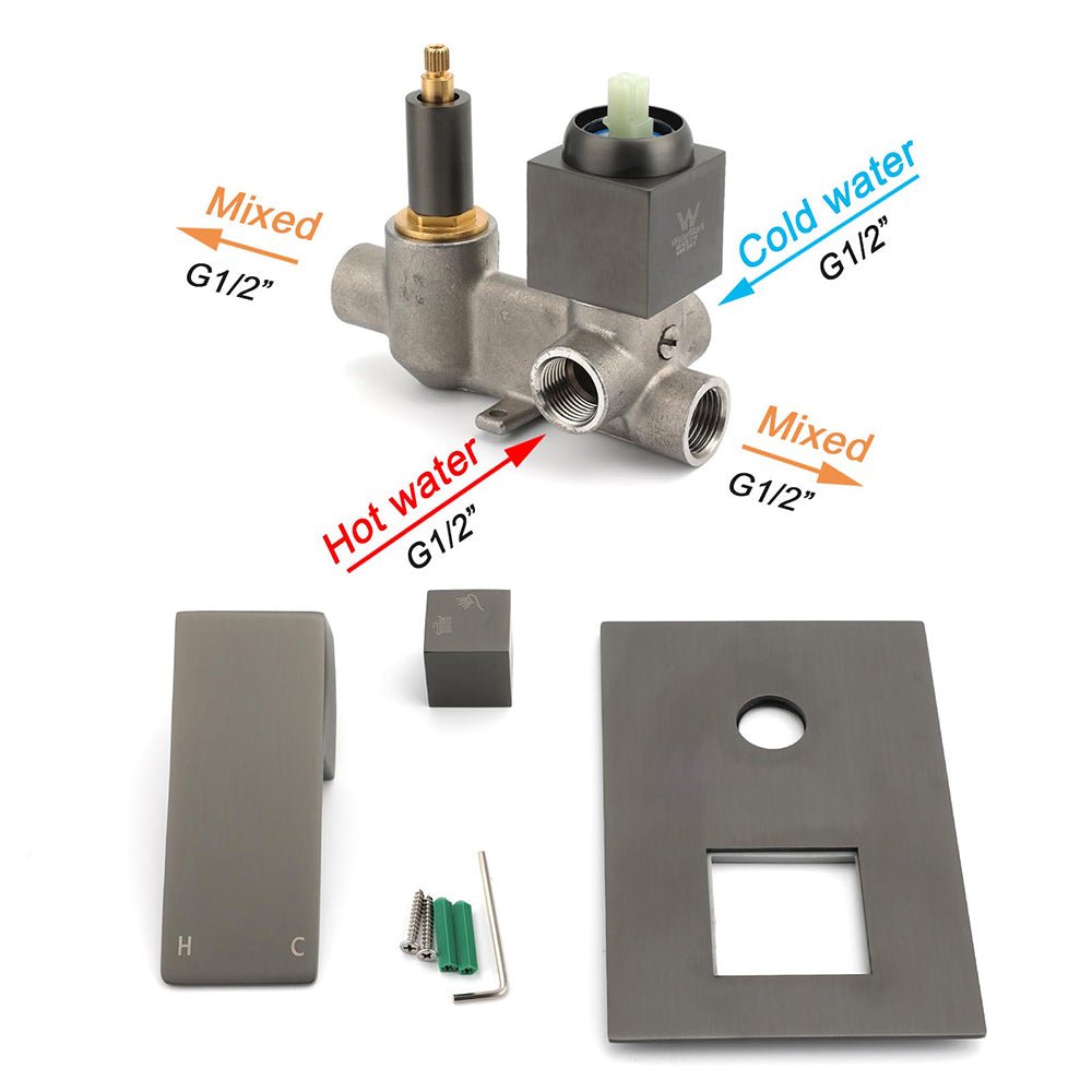 Gun Metal Square Stainless Steel Bath Shower Mixer 2 Way Switch Diverter Watermark - Furniture > Bathroom > Shower Heads & Screens - Rivercity House & Home Co. (ABN 18 642 972 209) - Affordable Modern Furniture Australia