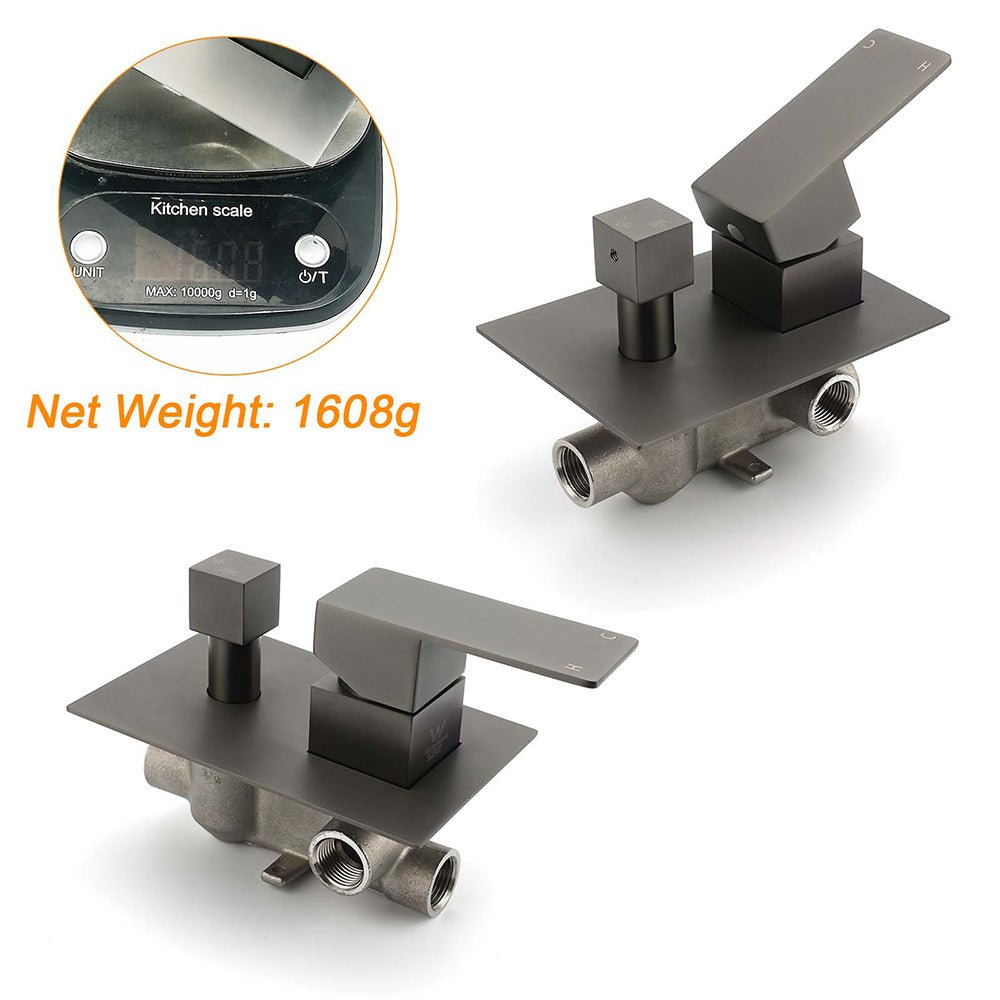 Gun Metal Square Stainless Steel Bath Shower Mixer 2 Way Switch Diverter Watermark - Furniture > Bathroom > Shower Heads & Screens - Rivercity House & Home Co. (ABN 18 642 972 209) - Affordable Modern Furniture Australia