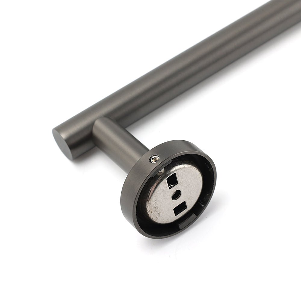 Gun Metal Stainless Steel 600mm Single Towel Rack Rail Holder Round Hanger Bar - Home & Garden > Bathroom Accessories > Shower Accessories - Rivercity House & Home Co. (ABN 18 642 972 209) - Affordable Modern Furniture Australia