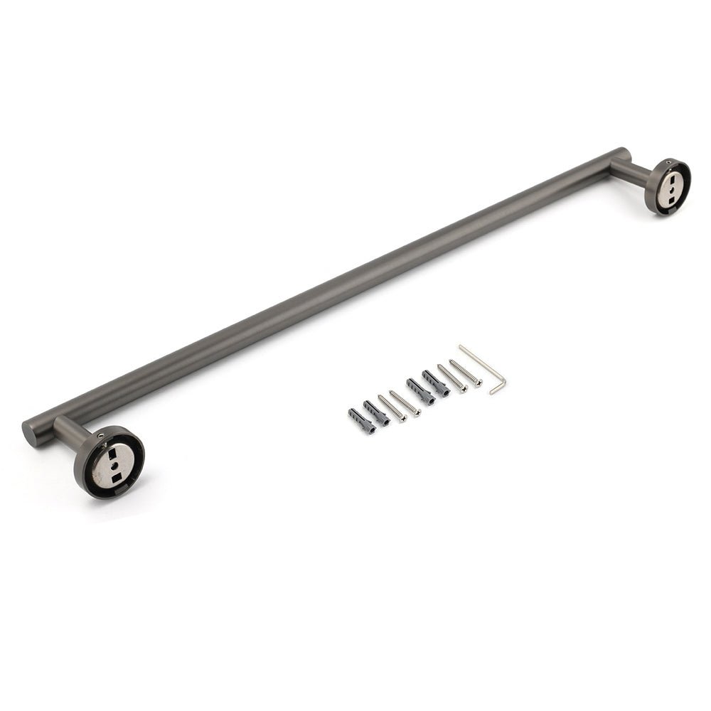 Gun Metal Stainless Steel 600mm Single Towel Rack Rail Holder Round Hanger Bar - Home & Garden > Bathroom Accessories > Shower Accessories - Rivercity House & Home Co. (ABN 18 642 972 209) - Affordable Modern Furniture Australia