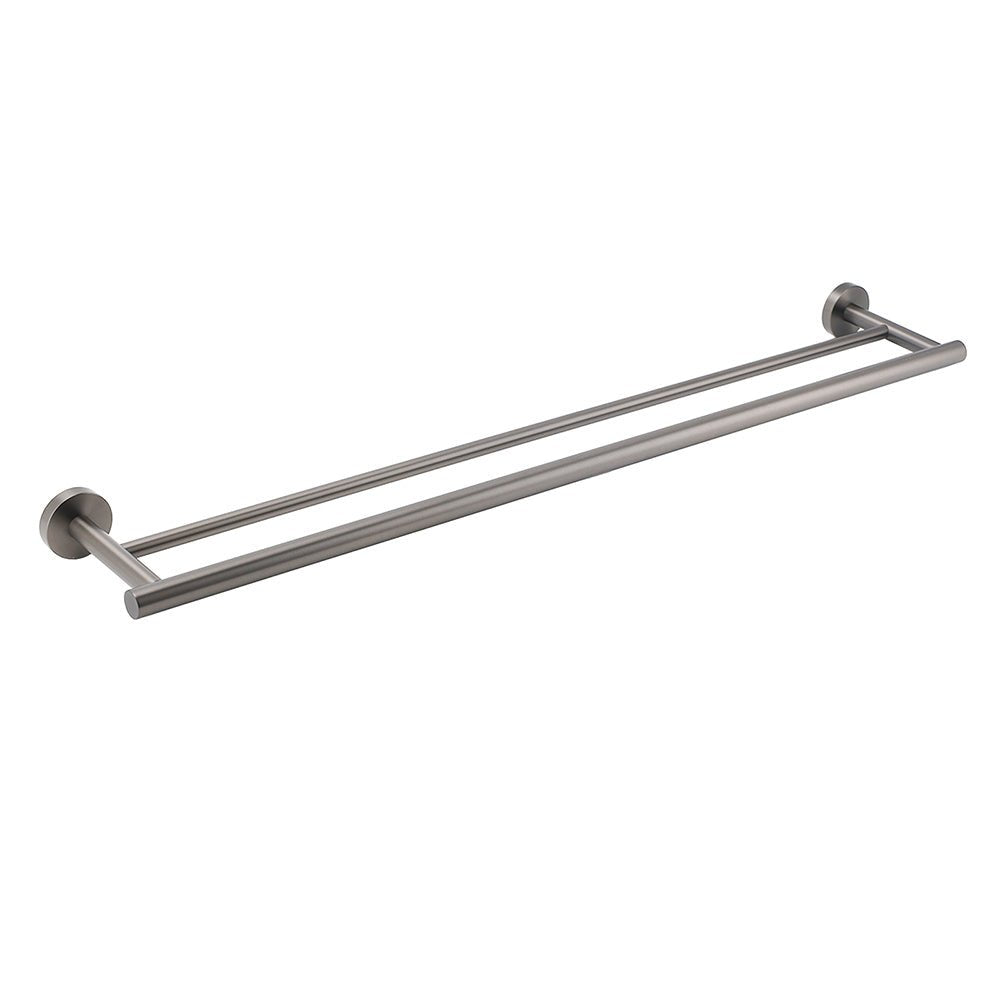 Gun Metal Stainless Steel 750mm Double Towel Rack Rail Holder Round Hanger Bar - Home & Garden > Bathroom Accessories > Shower Accessories - Rivercity House & Home Co. (ABN 18 642 972 209) - Affordable Modern Furniture Australia