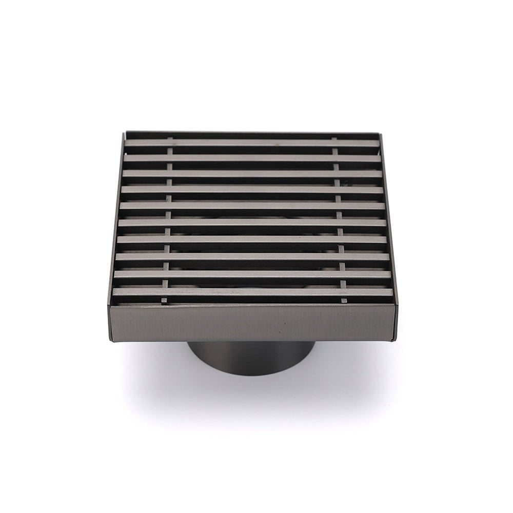 Gun Metal SUS 100mm Square Strip Fence Floor Drain Small Shower Grate 50mm Waste - Furniture > Bathroom > Shower Heads & Screens - Rivercity House & Home Co. (ABN 18 642 972 209) - Affordable Modern Furniture Australia