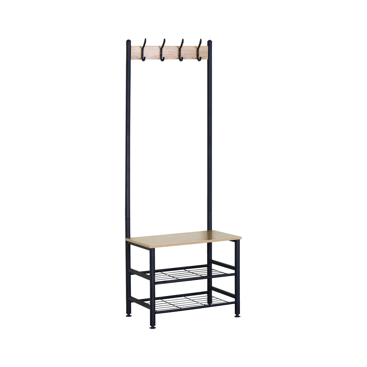 Hall Tree Coat Rack with Bench, 5 Hooks & Shoe Storage - Brown - Home & Garden > Storage > Clothing & Wardrobe Storage - Rivercity House & Home Co. (ABN 18 642 972 209) - Affordable Modern Furniture Australia