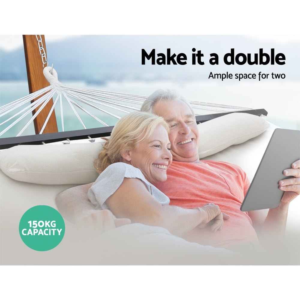 Hammock Bed Outdoor Camping Portable Hanging Chair 2 Person Piillow - Furniture > Outdoor > Outdoor Chairs - Rivercity House & Home Co. (ABN 18 642 972 209) - Affordable Modern Furniture Australia