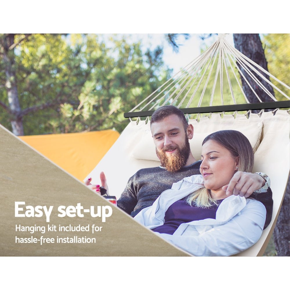 Hammock Bed Outdoor Camping Portable Hanging Chair 2 Person Piillow - Furniture > Outdoor > Outdoor Chairs - Rivercity House & Home Co. (ABN 18 642 972 209) - Affordable Modern Furniture Australia