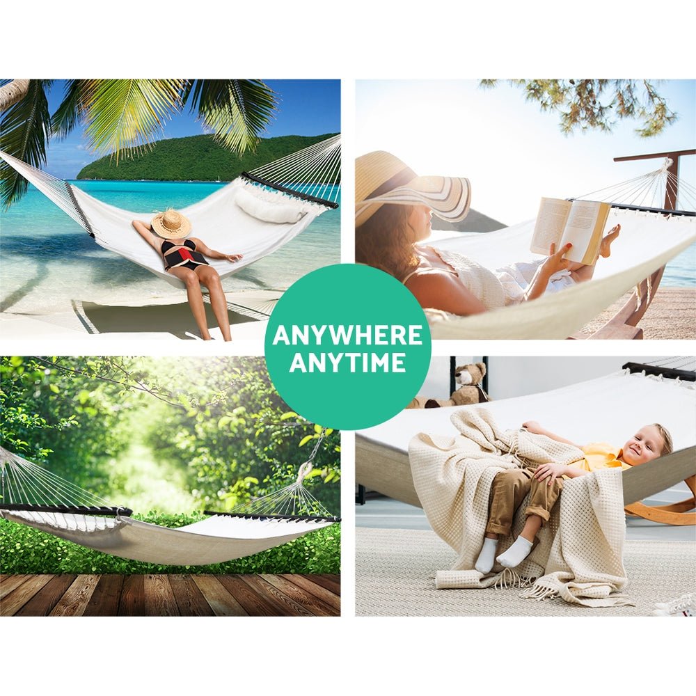 Hammock Bed Outdoor Camping Portable Hanging Chair 2 Person Piillow - Furniture > Outdoor > Outdoor Chairs - Rivercity House & Home Co. (ABN 18 642 972 209) - Affordable Modern Furniture Australia