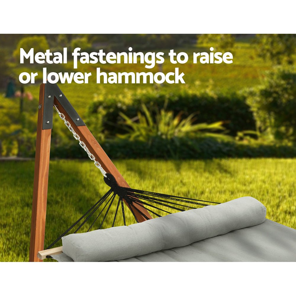 Hammock Bed Outdoor Camping Timber Hammock with Stand Grey - Home & Garden > Hammocks > Hammocks & Accessories - Rivercity House & Home Co. (ABN 18 642 972 209) - Affordable Modern Furniture Australia