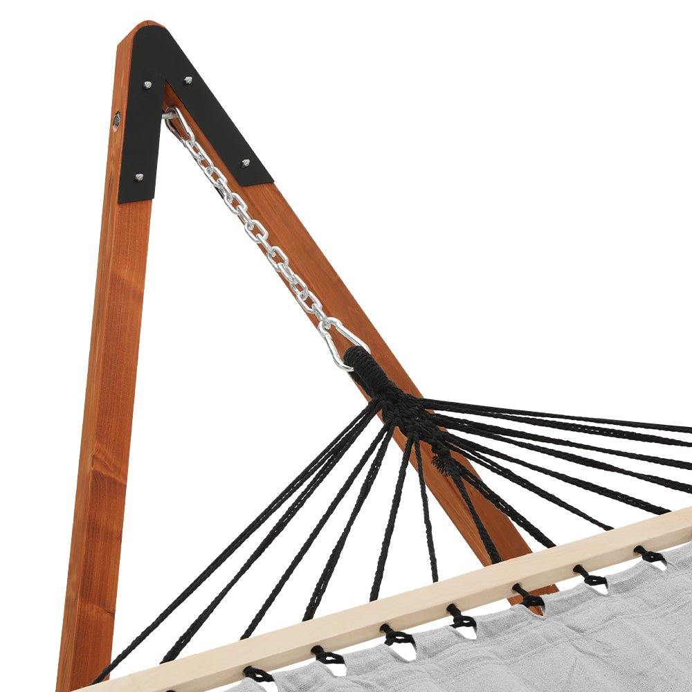 Hammock Bed Outdoor Camping Timber Hammock with Stand Grey - Home & Garden > Hammocks > Hammocks & Accessories - Rivercity House & Home Co. (ABN 18 642 972 209) - Affordable Modern Furniture Australia