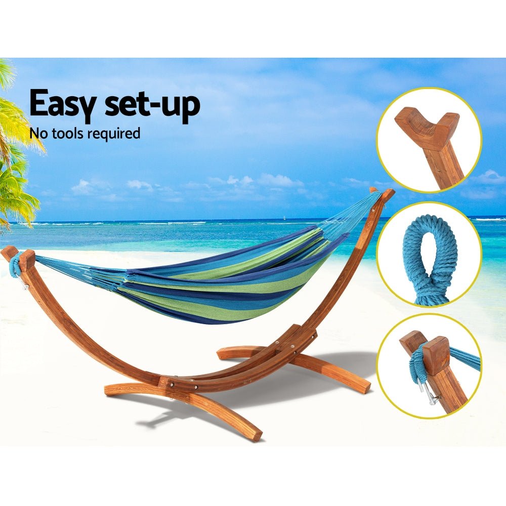 Hammock Bed Outdoor Camping Timber Hammock Wooden Stand - Home & Garden > Hammocks > Hammocks & Accessories - Rivercity House & Home Co. (ABN 18 642 972 209) - Affordable Modern Furniture Australia