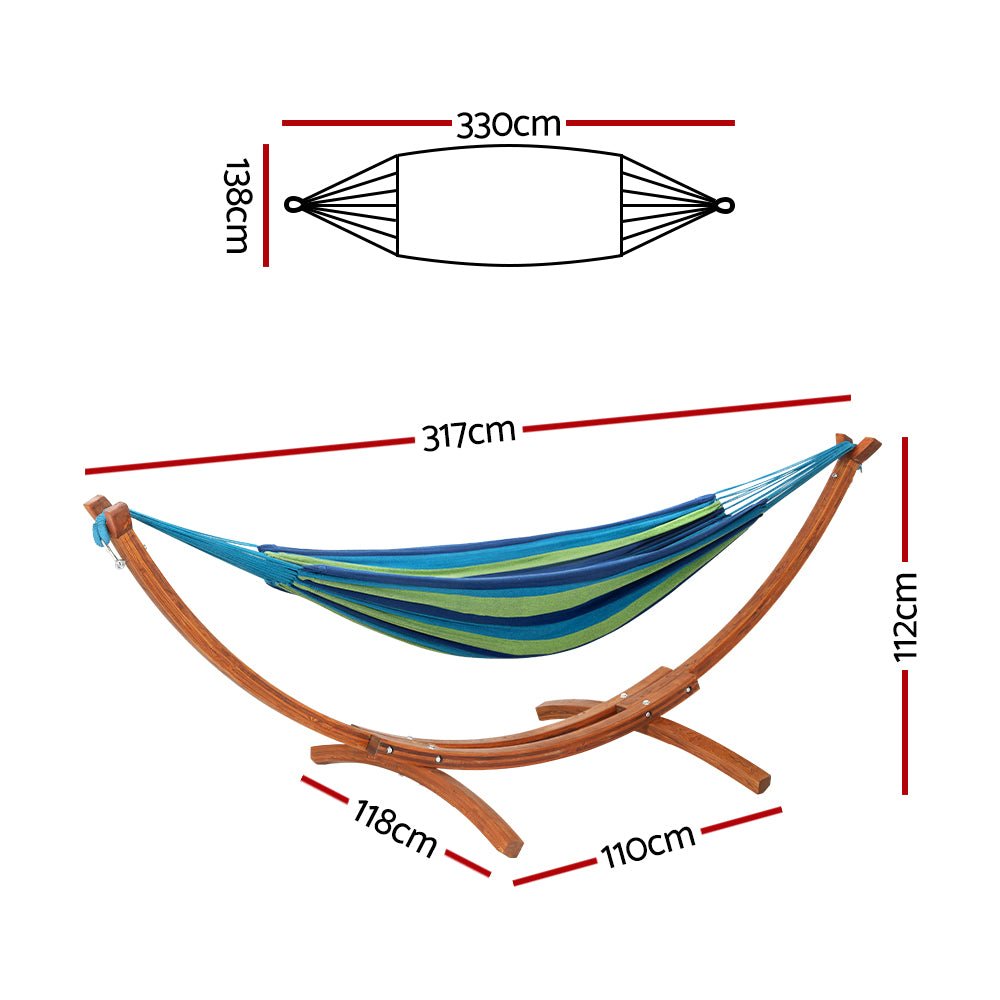 Hammock Bed Outdoor Camping Timber Hammock Wooden Stand - Home & Garden > Hammocks > Hammocks & Accessories - Rivercity House & Home Co. (ABN 18 642 972 209) - Affordable Modern Furniture Australia