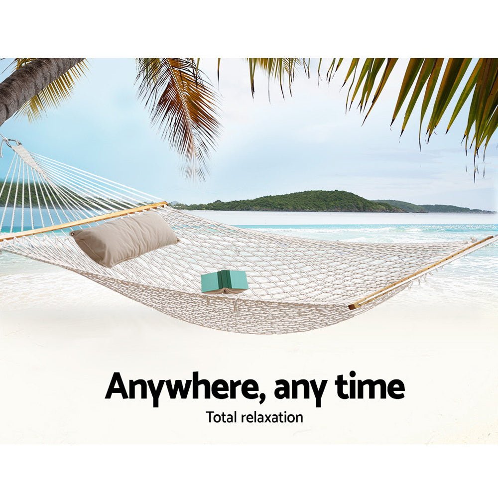Hammock Bed Outdoor Chair Camping Hanging Hammocks Mesh 2 Person - Home & Garden > Hammocks > Hammocks & Accessories - Rivercity House & Home Co. (ABN 18 642 972 209) - Affordable Modern Furniture Australia
