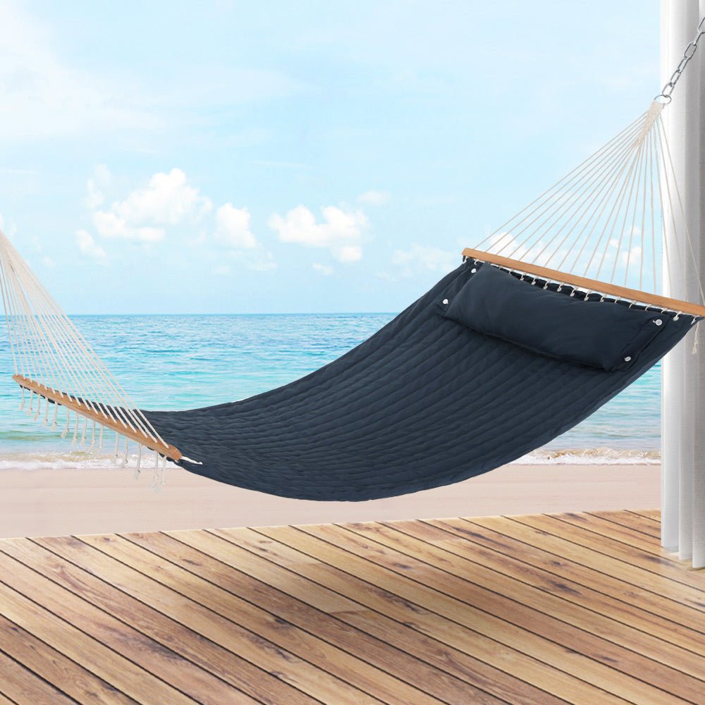 Hammock Bed Outdoor Portable Hanging Chair Camping Blue - Home & Garden > Hammocks > Hammocks & Accessories - Rivercity House & Home Co. (ABN 18 642 972 209) - Affordable Modern Furniture Australia