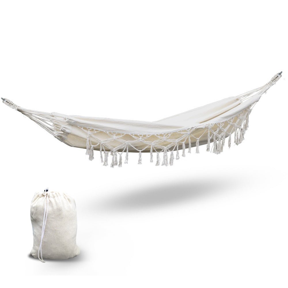 Hammock Bed Rope Tassel Outdoor Hammocks Chair Camping - Home & Garden > Hammocks > Hammocks & Accessories - Rivercity House & Home Co. (ABN 18 642 972 209) - Affordable Modern Furniture Australia