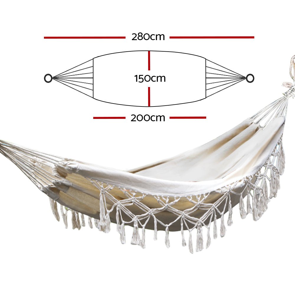 Hammock Bed Rope Tassel Outdoor Hammocks Chair Camping - Home & Garden > Hammocks > Hammocks & Accessories - Rivercity House & Home Co. (ABN 18 642 972 209) - Affordable Modern Furniture Australia