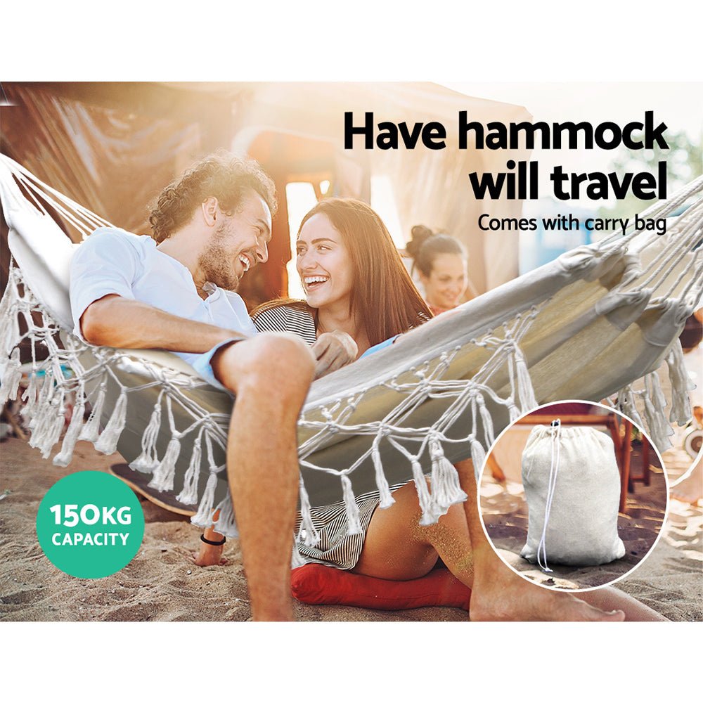 Hammock Bed Rope Tassel Outdoor Hammocks Chair Camping - Home & Garden > Hammocks > Hammocks & Accessories - Rivercity House & Home Co. (ABN 18 642 972 209) - Affordable Modern Furniture Australia