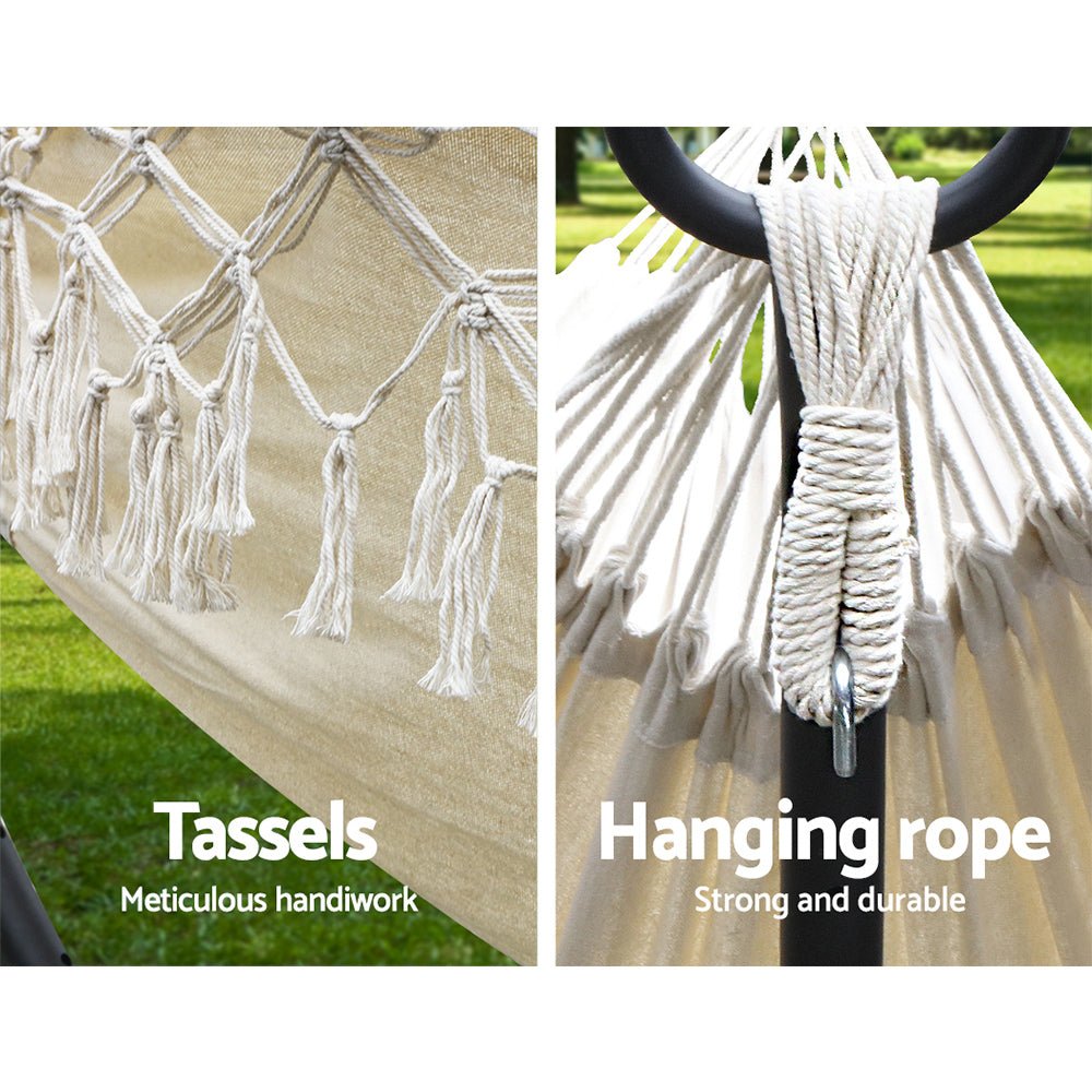 Hammock Bed Rope Tassel Outdoor Hammocks Chair Camping - Home & Garden > Hammocks > Hammocks & Accessories - Rivercity House & Home Co. (ABN 18 642 972 209) - Affordable Modern Furniture Australia