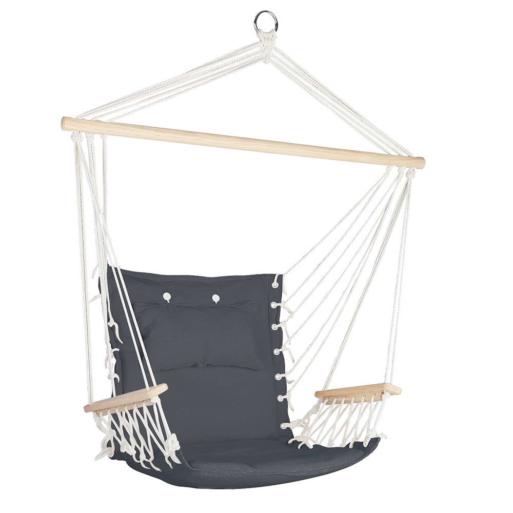 Hammock Chair Hanging with Armrest Camping Hammocks Grey - Furniture > Outdoor > Outdoor Chairs - Rivercity House & Home Co. (ABN 18 642 972 209) - Affordable Modern Furniture Australia