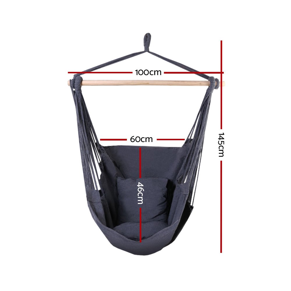 Hammock Chair Outdoor Camping Hanging Hammocks Cushion Pillow Grey - Home & Garden > Hammocks > Hammocks & Accessories - Rivercity House & Home Co. (ABN 18 642 972 209) - Affordable Modern Furniture Australia