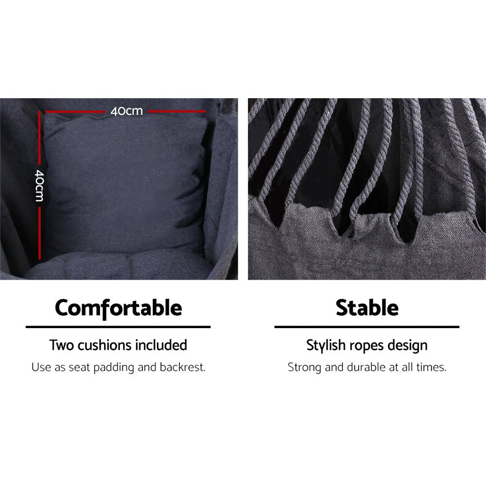 Hammock Chair Outdoor Camping Hanging Hammocks Cushion Pillow Grey - Home & Garden > Hammocks > Hammocks & Accessories - Rivercity House & Home Co. (ABN 18 642 972 209) - Affordable Modern Furniture Australia