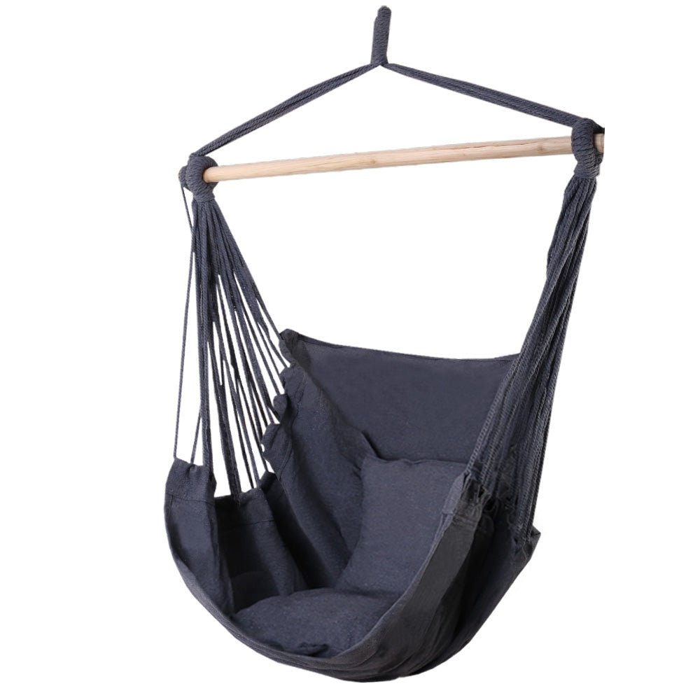 Hammock Chair Outdoor Camping Hanging Hammocks Cushion Pillow Grey - Home & Garden > Hammocks > Hammocks & Accessories - Rivercity House & Home Co. (ABN 18 642 972 209) - Affordable Modern Furniture Australia