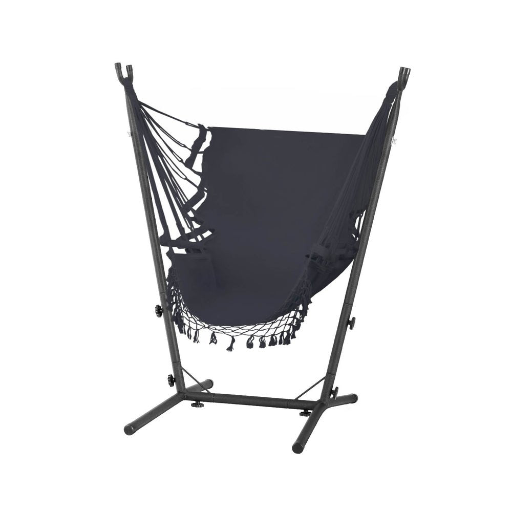 Hammock Chair Outdoor Camping Hanging with Stand Grey - Home & Garden > Hammocks - Rivercity House & Home Co. (ABN 18 642 972 209) - Affordable Modern Furniture Australia