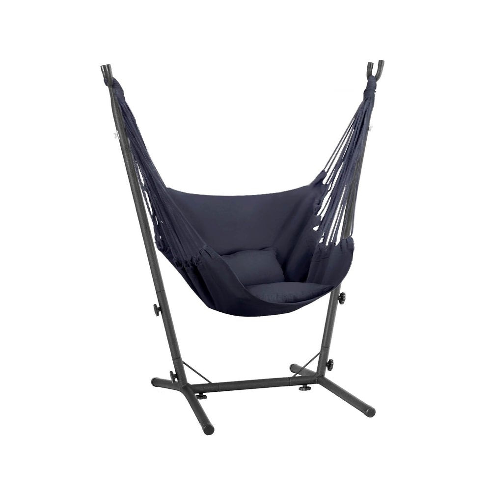 Hammock Chair Outdoor Camping Hanging with Stand Grey - Home & Garden > Hammocks - Rivercity House & Home Co. (ABN 18 642 972 209) - Affordable Modern Furniture Australia