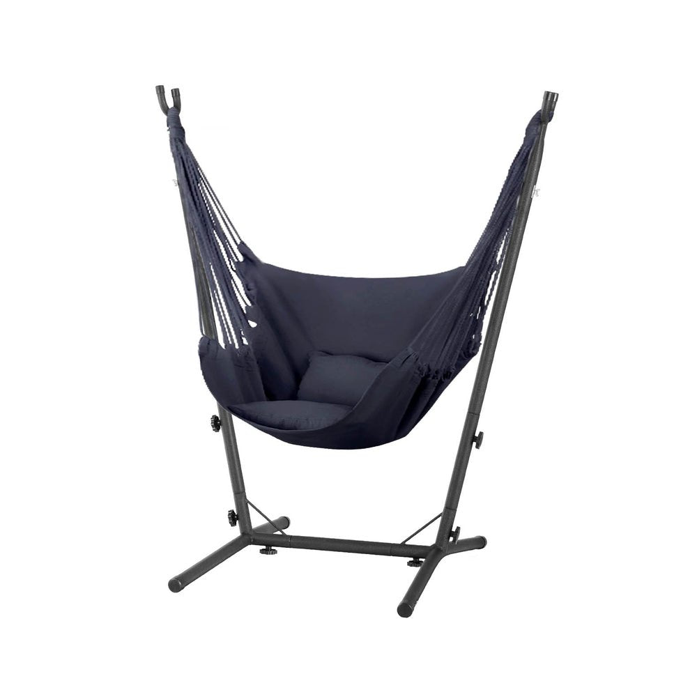 Hammock Chair Outdoor Camping Hanging with Stand Grey - Home & Garden > Hammocks - Rivercity House & Home Co. (ABN 18 642 972 209) - Affordable Modern Furniture Australia