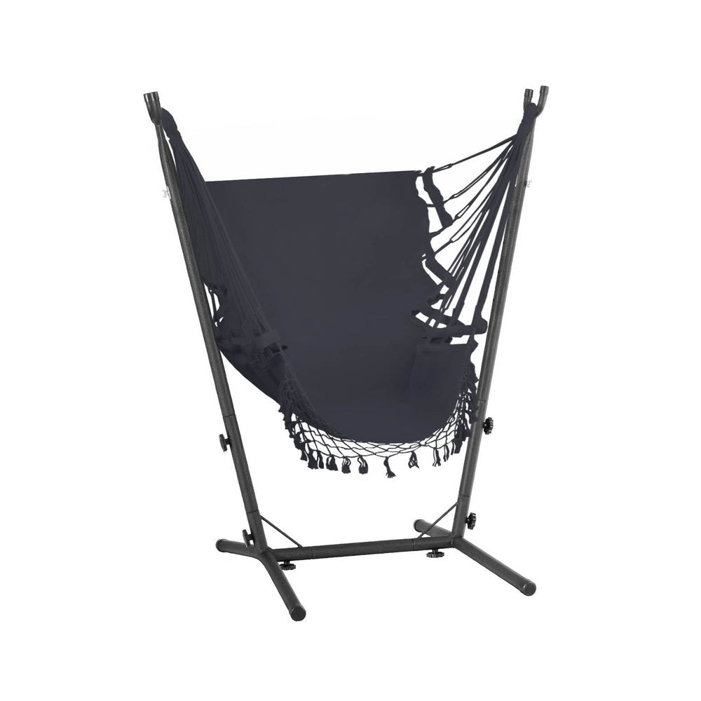 Hammock Chair Outdoor Camping Hanging with Stand Grey - Home & Garden > Hammocks - Rivercity House & Home Co. (ABN 18 642 972 209) - Affordable Modern Furniture Australia