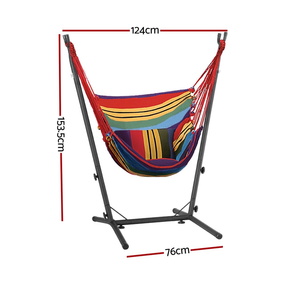 Hammock Chair Outdoor Camping Hanging with Stand Rainbow - Home & Garden > Hammocks - Rivercity House & Home Co. (ABN 18 642 972 209) - Affordable Modern Furniture Australia