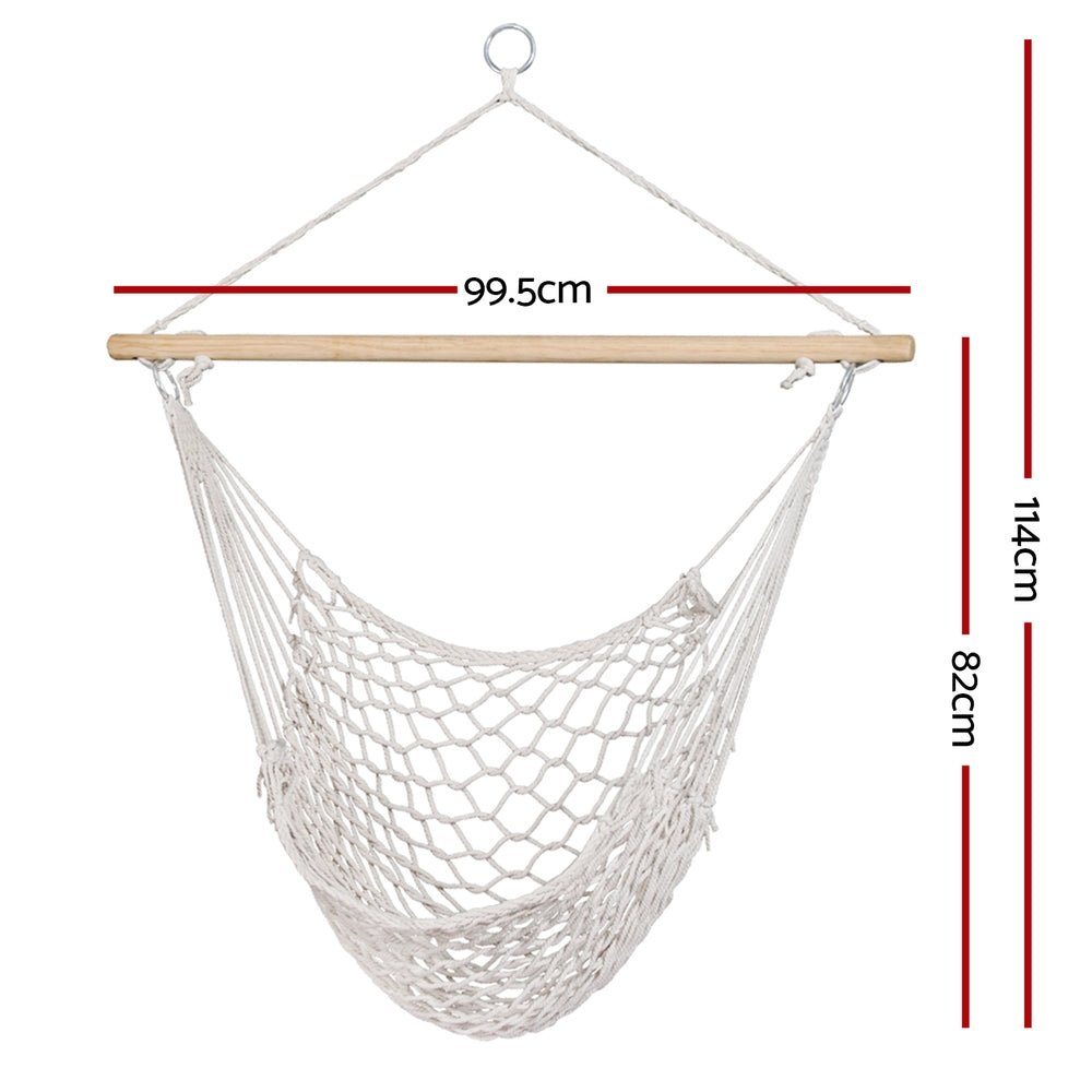 Hammock Chair Outdoor Hanging Camping Mesh Indoor Cream - Home & Garden > Hammocks > Hammocks & Accessories - Rivercity House & Home Co. (ABN 18 642 972 209) - Affordable Modern Furniture Australia