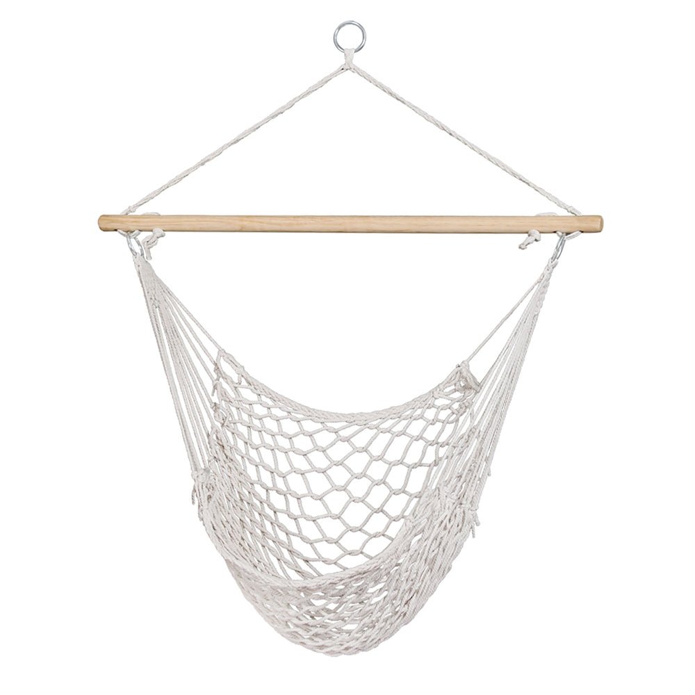 Hammock Chair Outdoor Hanging Camping Mesh Indoor Cream - Home & Garden > Hammocks > Hammocks & Accessories - Rivercity House & Home Co. (ABN 18 642 972 209) - Affordable Modern Furniture Australia