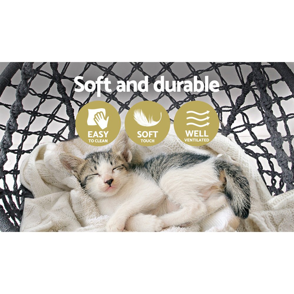 Hammock Chair Outdoor Hanging Macrame Cotton Indoor Grey - Home & Garden > Hammocks > Hammocks & Accessories - Rivercity House & Home Co. (ABN 18 642 972 209) - Affordable Modern Furniture Australia