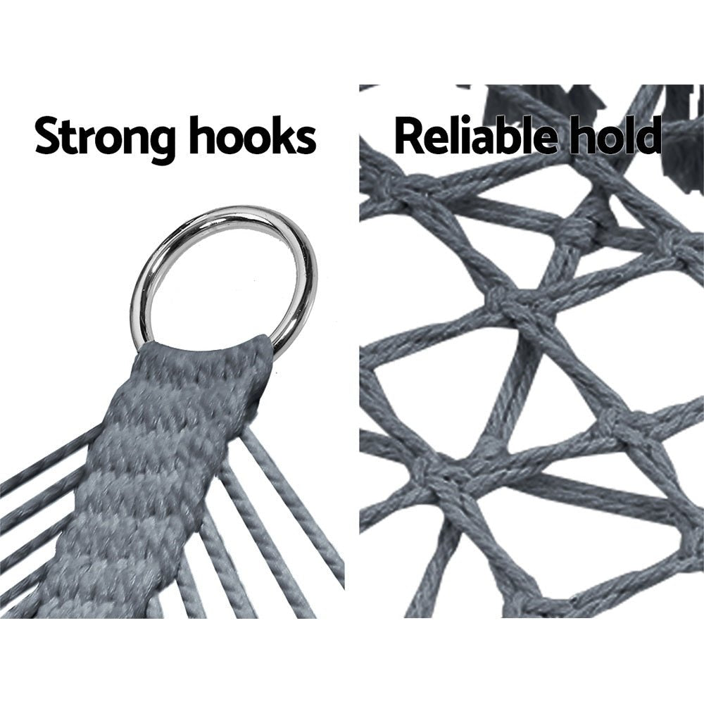 Hammock Chair Outdoor Portable Camping Hammocks 2 Person Grey - Furniture > Outdoor > Outdoor Chairs - Rivercity House & Home Co. (ABN 18 642 972 209) - Affordable Modern Furniture Australia