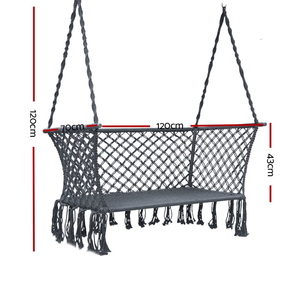 Hammock Chair Outdoor Portable Camping Hammocks 2 Person Grey - Furniture > Outdoor > Outdoor Chairs - Rivercity House & Home Co. (ABN 18 642 972 209) - Affordable Modern Furniture Australia