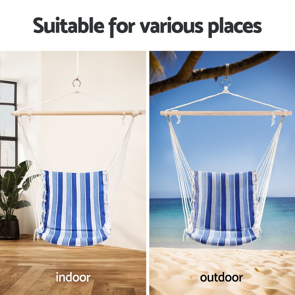 Hammock Chair Swing Camping Blue - Home & Garden > Hammocks > Hammocks & Accessories - Rivercity House & Home Co. (ABN 18 642 972 209) - Affordable Modern Furniture Australia