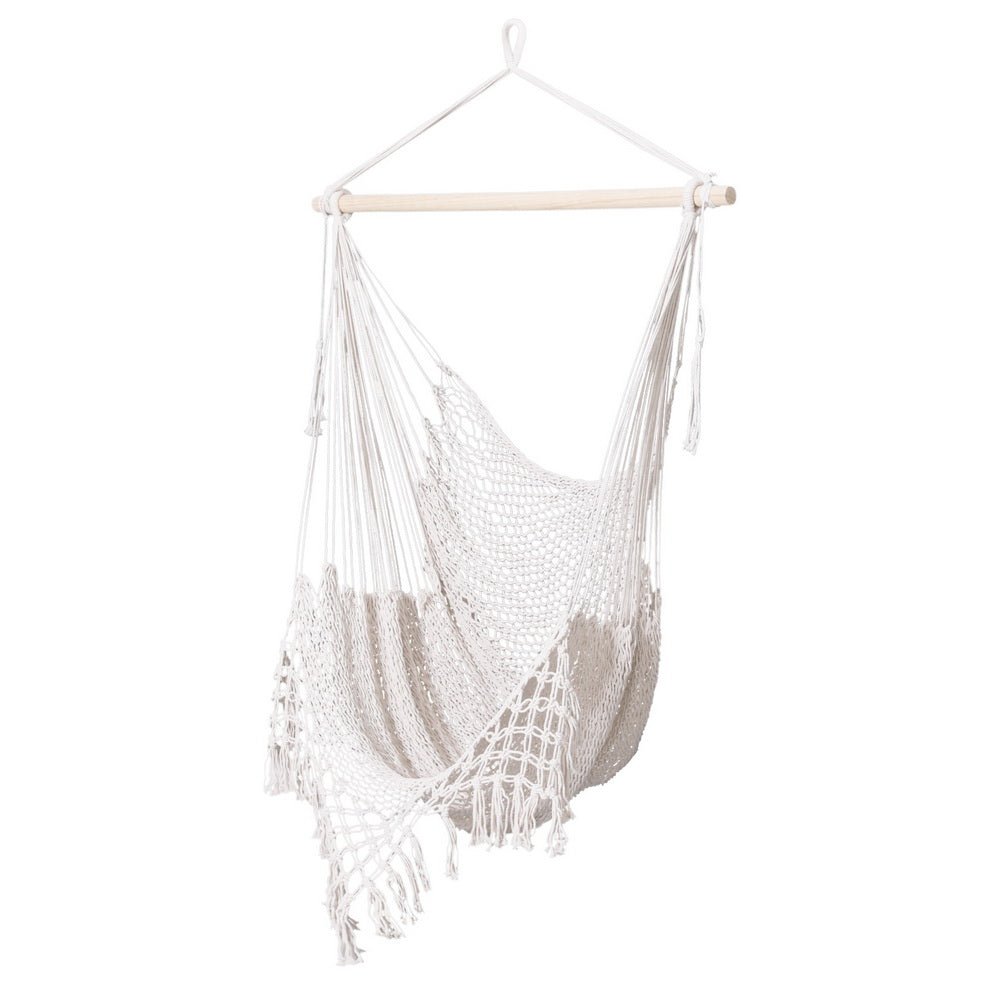 Hammock Chair Swing Camping Mesh Cream - Home & Garden > Hammocks > Hammocks & Accessories - Rivercity House & Home Co. (ABN 18 642 972 209) - Affordable Modern Furniture Australia